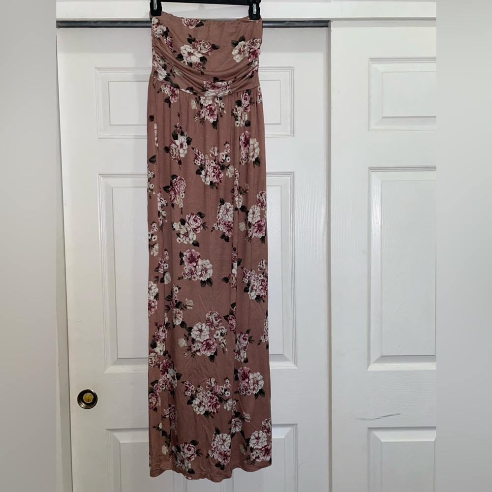 Iris Long Floral Pink Dress